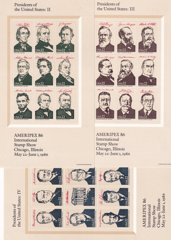 United States     #      2216 to 2219      MNH   4 pane of 9 stamps each.