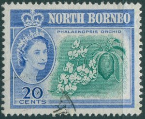 Malaysia North Borneo 1961 SG396 20c QEII Orchid FU