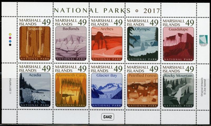 MARSHALL ISLANDS 2017 C442 NATIONAL PARKS  SHEET(10) MINT NH