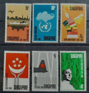 SINGAPORE 1969 FOUNDING OF SINGAPORE SG 121 - 126 MNH OG FRESH