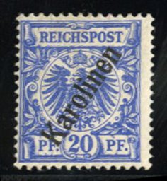 German Colonies, Caroline Islands #4 Cat$20, 1900 20pf ultramarine, hinged, s...