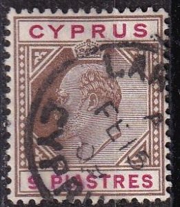 Cyprus 56 (used) 9pi Edward VII, brn & car rose (1904)