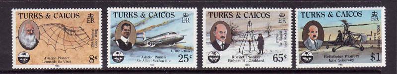 Turks & Caicos-Sc#656-9-unused NH set-Planes-Aviation-1985-