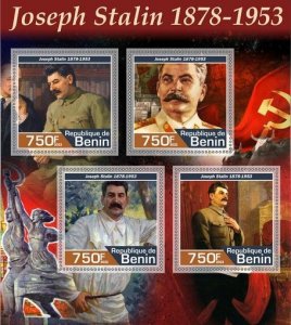 Stamps. Famous People, Joseph Stalin USSR 2022 year 1+1 sheets perf Benin