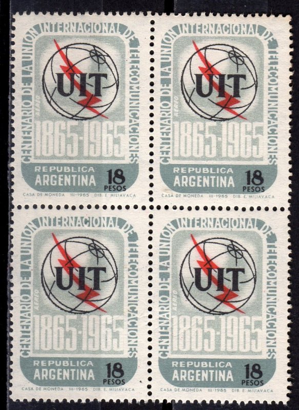 Argentina 1965 Sc# C97 CENTENARY OF THE ITU Block of 4 MNH