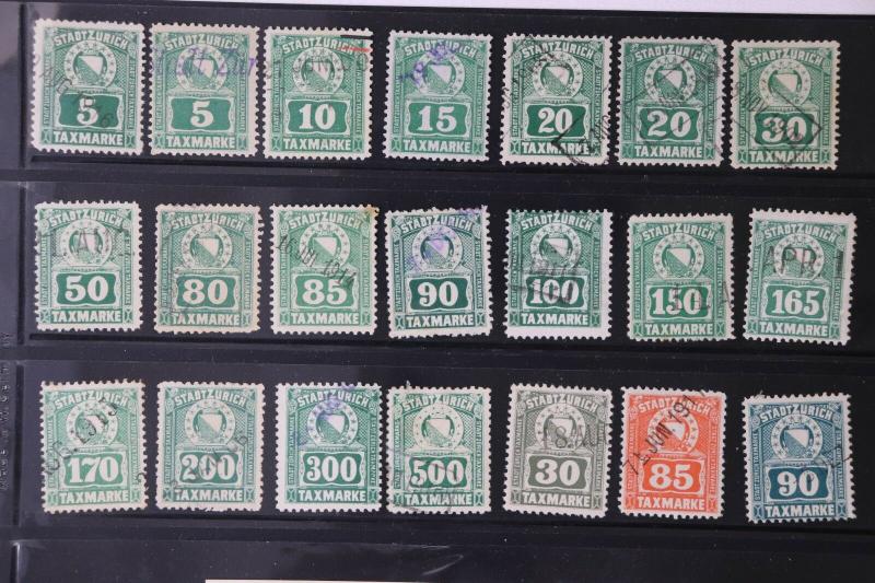 Swiss Zurich city Municipal lot 21 Stadt used short set revenue timbre tax DL