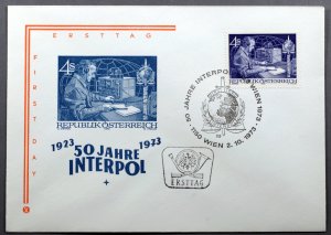 Austria #955 First Day Cover 5oth Anniversary of INTERPOL