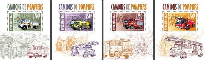 Niger - Fire Engines - 4 Stamp Set - 14A-191