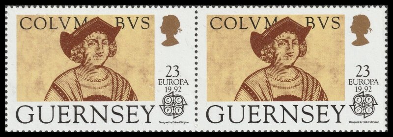 Guernsey 556-559 Christopher Columbus Portrait horz pair set 4x2 MNH 1992