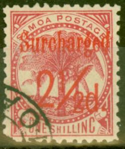 Samoa 1898 2 1/2d on 1s Dull Rose-Carmine SG85 Fine Used