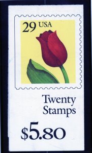 US 2527a (BK185)  Flower Tulip 29c - Folded Booklet of 20 - MNH - 1991