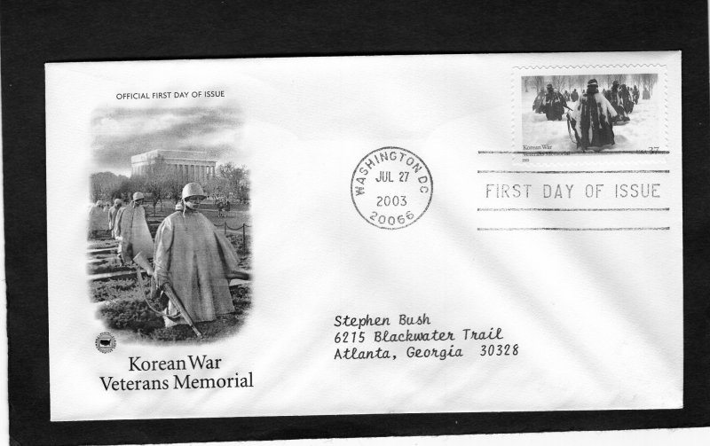 3803 Korean Vets, FDC PCS addressed