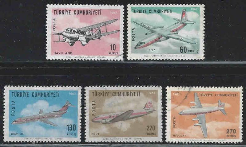 Turkey # C39-43 ~ 1967 ~ Cplt Set 5 ~ U, HM ~ cv 1.25