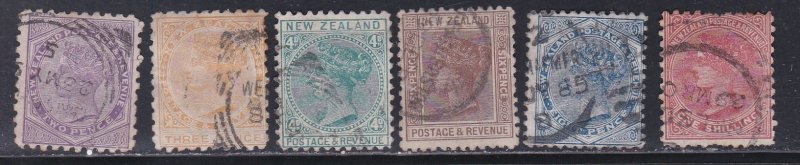 New Zealand # 62-67, Queen Victoria, Used, 1/2 Cat.