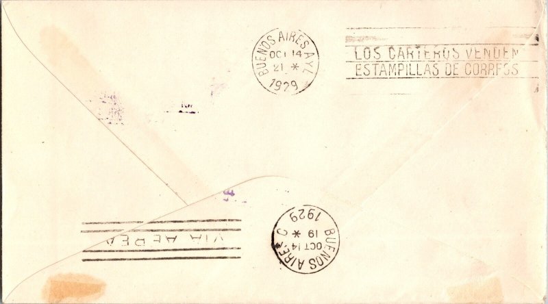 1929 Panama Colon First Fight Airmail Cover FFC To Argentina Buenos Aires