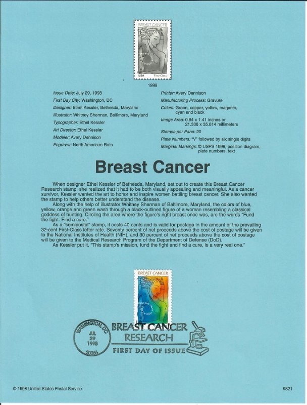 US SP1286 Breast Cancer Awareness Souvenir Page #B1