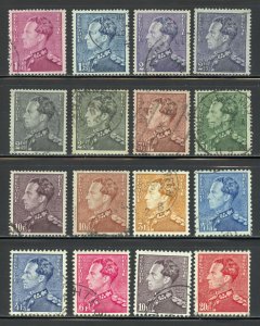 Belgium Scott 294-302,302a,304-05,305a,306-08 Used H - 1936-51 King Leopold III