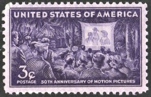 SC#926 3¢ Motion Pictures; 50th Anniversary Single (1944) MNH