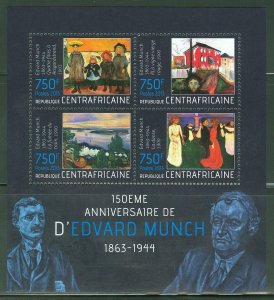 CENTRAL AFRICA  2013 150th BIRTH  ANNIVERSARY OF EDVARD MUNCH  SHEET