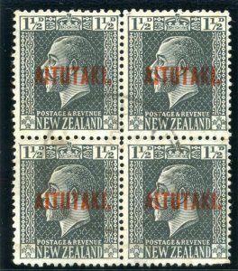 Cook Islands Aitutaki 1917 KGV 1½d slate block very fine used. SG 21. Sc 21.