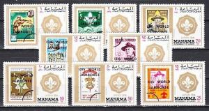 Manama, Mi cat. 549-556 A. Scouting Stamps on Stamps issue. ^