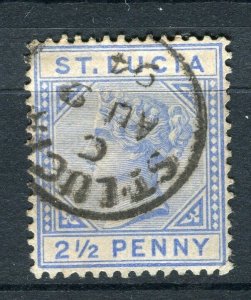 ST.LUCIA; 1890s classic QV Crown CA issue used Shade of 2.5d. fair Postmark