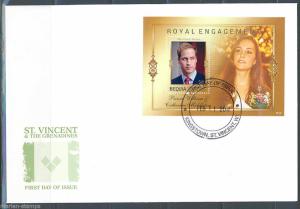 ST VINCENT BEQUIA ENGAGEMENT OF PRINCE WILLIAM & CATHERINE MIDDLETON S/S II FDC 