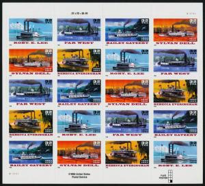 USA 3095b Sheet MNH Plate Position #10 - Riverboats