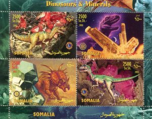 Somalia 2003 Dinosaurs Minerals LIONS & ROTARY Emblem Sheet Perforated Mint (NH)