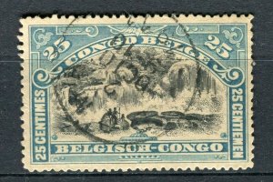 BELGIUM CONGO; Early 1900s classic Pictorial issue used 25c. value fair Postmark