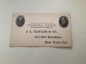 U. S. J. L. Taylor & Co New York 1902 postal card 67143