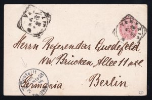 ITALY POSTAL CARD LIBERATION OF ROME 10 CENTESIMI VENICE TO BERLIN - 1896