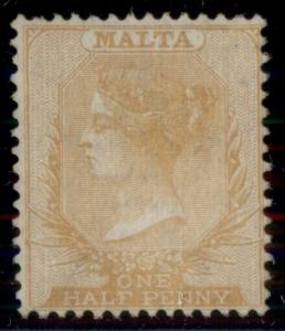 MALTA #3, ½ p yellow buff, p. 14, unused no gum, VF, Scott $90.00