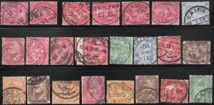 EGYPT  1884-1888 Sc 34-48  23 Sphinx & Pyramid used stamps, VF, various cancels