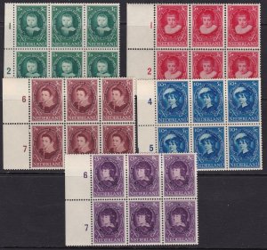1955 NETHERLANDS - Painters - No. 644/648 5 MNH/** BLOCK OF SIX values