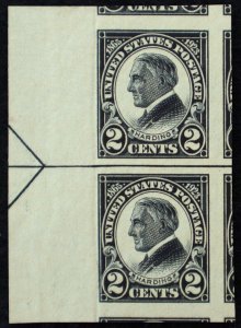 U.S. Mint Stamp Scott #611 2c Harding Arrow Pair, Superb Jumbo NH. A Gem!