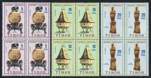 Timor Portuguese 301-303 blocks/4,MNH.Mi 324-326. Native Art 1961.Elephant,House