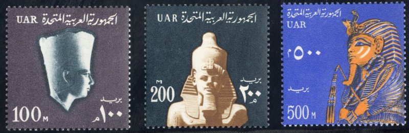 Egypt #614-617 Cat$29, 1964 100m-500m, three high values, never hinged