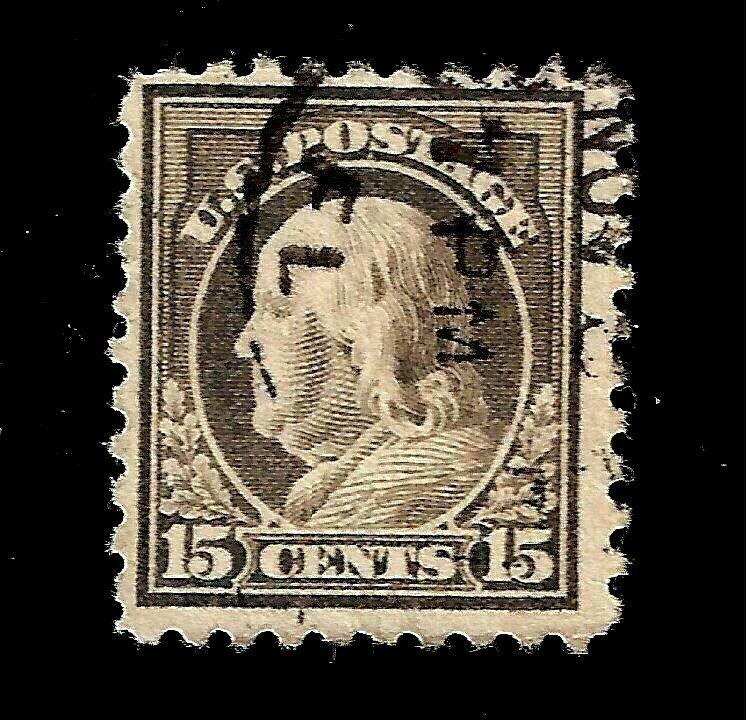 US 1916 Sc # 475 15 CENT FRANKLIN - USED -  PM Cancel - Crisp Color