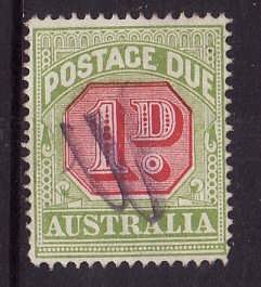 Australia-Sc#J40c-used 1p Postage Due-perf 14-1909-23-