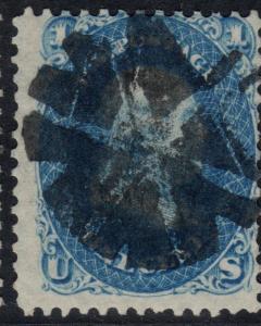 U.S. Scott #63 Used Single- Black Geometric Fancy Cancel