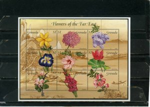 GRENADA 1995 Sc#2571 FLOWERS OF THE FAR EAST SHEET OF 9 STAMPS MNH