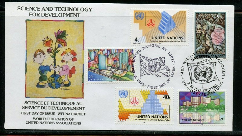 UN 1992 SCIENCE & TECHNOLOGY   WFUNA CACHET BYSAUL MANDEL ON 19 FIRST DAY COVERS 