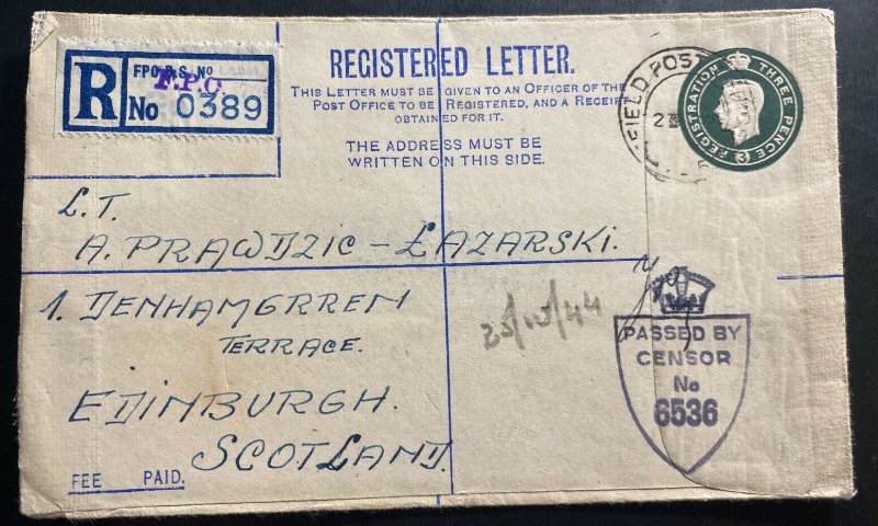 1944 Polish Forces Mail British Liberation Army In Italy Cover To Scotland 