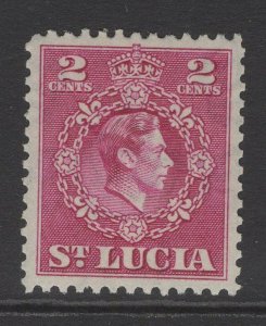 ST.LUCIA SG147 1949 2c MAGENTA p12½ MNH