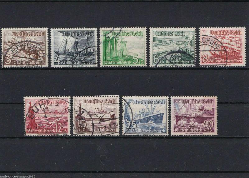 GERMAN 1937 WINTER RELIEF FUND , SET OF NINE USED . CAT £30.   REF R163