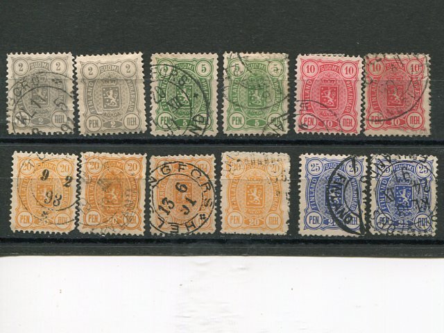 Finland lot of earlies  shades, perfs  F-VF  - Lakeshore Philatelics