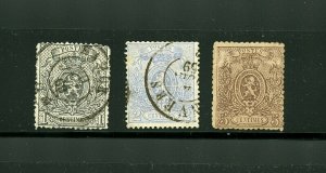 Belgium #24a, 25b, 26b (BE595) Coat of Arms, P-15, 14 1/2 x 14, U,A, CV$196.00