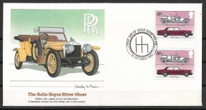 1982 Great Britain 1005 The Rolls-Royce Silver Ghost gutter pair FDC