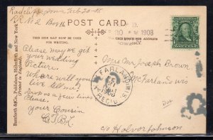 US Radcliffe IA Hardin Co. RFD Cancel 1908 c349